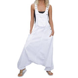 Bonnyshow Women Summer Loose Thin Jumpsuits Harem Pants Wide Leg Pants Sleeveless Pockets Bib Jumpsuit Siamese Trousers Large Size S-5XL