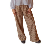 Bonnyshow Lounge Pants y2k Clothes Women Plaid Print Drawstring High Waist Loose Trousers with Pockets 2000s Clothing Streetwear