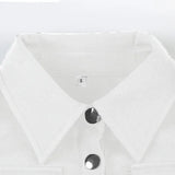 Bonnyshow  Y2k Streetwear Solid Blouse for Women Zipper Pocket Button Turn-down Collar Short Sleeve T Shirt Korean Summer Clothing