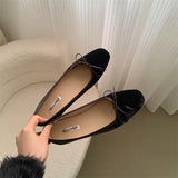 Bonnyshow  New Style Fashion Elegant Velvet Ballerina Shoes Woman Luxury Velour Ballet Flats Ladies Retro Round Toe Bowknot Shallow Loafers