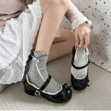 Bonnyshow  Fashion JK Women Mary Jane Shoes Ladies Causal Shallow Butterfly-knot Shoes Spring Autumn Female Leather Shoes