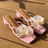 Bonnyshow  Sandals Decorations Flower Shoe Accessories Vacation Style Removable Butterfly Orchid Shoes Charms DIY Shoe Buckle Clogs Buckle