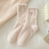 Bonnyshow Colorful Striped Socks Women Autumn Winter Mink Fleece Floor Sock Soft Thicken Plush Indoor Socks Female Fluffy Sox