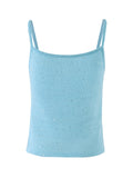 Bonnyshow  Summer Sparkly Sequin Camisole Top For Women Sexy Slightly Transparent Knit Vest Sleeveless Vacation Lady Tank Tops K31