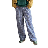 Bonnyshow Lounge Pants y2k Clothes Women Plaid Print Drawstring High Waist Loose Trousers with Pockets 2000s Clothing Streetwear