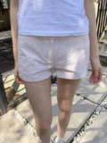Bonnyshow  Vintage Red Black Plaid Button Shorts Women Summer Cotton Casual Loose Elastic High Waist Short Pants Sweet Chic Sweatshort Y2K