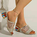 Bonnyshow  Shoes Low Fabric Rome Hoof Heels PU Rubber Cotton Shoes Low Hoof Heels Fabric Rubber Rome PU