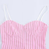 Bonnyshow  Women's Versatile Collar Striped Shirt with Belt Casual Pants Spring New Style Three Piece Set