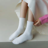 Bonnyshow Pure Color Plush Socks Women Winter Warm Mink Velvet Home Sleeping Sock Soft Thicken Thermal Fluffy Floor Socks Sox