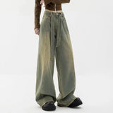 Bonnyshow-Winter Y2k Fashion Women Harajuku Jeans Wide Leg Punk Loose Casual Long Trousers Denim Cargo Baggy Pants Femme Streetwear