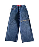 Bonnyshow Street Hip Hop Retro Y2k Fashion Casual Loose Big Pocket Jeans Harajuku High Waist Straight Leg Wide Leg Trousers Baggy Pants