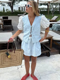Bonnyshow  Striped Shorts Set Women Two Pieces Set Patchwork Lace Up Shirt Woman High Waist Loose Shorts Suit Female Casual Matching Set