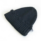 Bonnyshow Punk Hip Hop Knitted Hat Women Winter Autumn Warm Beanie Cap Retro Holes Solid Color Skullies Men Harajuku Bonnet