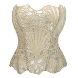 Bonnyshow  Sexy Embroidery Hollow Out Women Vest Print Sleeveless Backless Bandage Pleated Female Top 2025 Summer Fashion Lady Streetwear