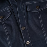 Bonnyshow  Retro Workwear Pocket Shirt Fashion Streetwear Women Y2K Button Up Tee Dark Blue Short Sleeve Fitted Crop Top Lady