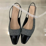 Bonnyshow  New Design Mixed Color Pointed Toe Women Pumps Fashion Elegant Slingbacks Thin Low Heels Party Prom Mule Shoes
