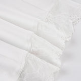Bonnyshow  Fashion Trendy Solid Simple Causal Women T-Shirts Short Sleeves Slim Fit Lace Spliced Sweet All-Match Blouses