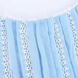Bonnyshow  Chic Blue Patchwork A-line Long Dress Elegant Sleeveless Off Shoulder Loose Dresses For Women 2025 Summer Vacation Beach Gowns