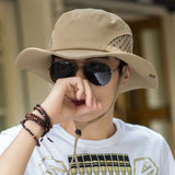 Bonnyshow Summer Large-brim Fisherman Hat Men Breathable Mesh Beach Sun Cap Male Outdoor Fishing Camping Hiking Bucket Hats