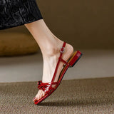 Bonnyshow  Summer Gladiator Women Sandals Casual Open Toe Red Patent Leather Shoes Ladies Elegant Flats Sandalias