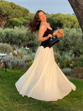 Bonnyshow  Patchwork Contrast Women' Dresses Elegant O-neck Backless Sleeveless Waist Cinching Maxi Dress Female Summer Lady Party Vestidos