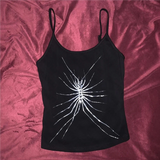 Bonnyshow  Punk Streetwear Black Casual Camisole Crop Tops Women's Grunge Gothic Tee Y2k Style Clothes Punk Slim Girl Baby Gothic Emo Girls
