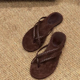 Bonnyshow  Weave Flip Flops Women Slippers Summer Beach Casual Flats Sandals Female Elegant Soft Comfortable Slides Ladies Shoes New 2025