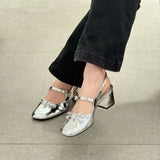 Bonnyshow  Elegant Women's High Heels Sandals Summer Bow Bead Shallow Buckle Mary Janes Shoes 2025 New Slingback Pumps Designer Lady Shoes
