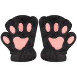 Bonnyshow Cartoon Cute Cat Claw Paw Gloves Women Plush Mittens Warm Soft Plush Short Fingerless Fluffy Bear Cat Gloves Costume Half Finger