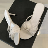 Bonnyshow  Summer Open Toe Women Slippers Fashion Casual Tnin Heels Narrow Band Elegant Shoes Zapatos De Mujer
