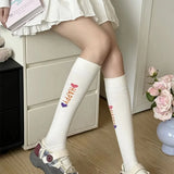 Bonnyshow Y2K Love Heart Stockings for Girls Korean Cotton Knee High Long Sock Women Japanese JK Black White Long Socks