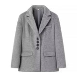 Bonnyshow Women's Collar Plush Jacket Elegant Loose Chic Cardigan Coat Winter New Thicken Fashion Office Ladies Warm Button Jacket