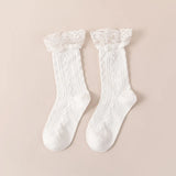 Bonnyshow Lolita Ruffle Socks for Women Japanese Sweet Bow Girls Princess Sock Cute Summer Black White Harajuku Socks