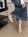 Bonnyshow  Pearl Thong Sandals Women's Summer Outer Wear 2025 New Fashion Elegant High Heels Stiletto Sandals