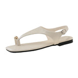 Bonnyshow  Brand Design Women Flat Sandals Clip Toe Leisure Outside Beach Shoes for Lady Fashion Metal Decoration 2025 Summer Footwear