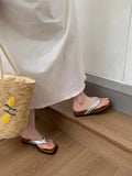 Bonnyshow  Retro Style Summer Women Fashion Clip Toe Slippers Casual Comfort Wedges Heel Beach Vacation Slides Shoes