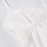 Bonnyshow  Fashion Sweet A-Line French Chic Women Camisole Tops Summer Cute Simple Causal Lace Up Blouses