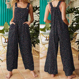 Bonnyshow Summer New Women Casual Loose Flower Print Jumpsuits Women's Overalls Boho Sleeveless Square Collar Jumpsuits Rompers