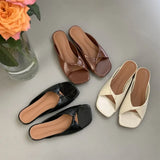 Bonnyshow  Flats Slippers Women Open Toe Sandals Summer Flip Flops Casual Shoes 2025 Trend Dress Party Shoes Woman Slides Designer