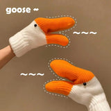 Bonnyshow New Creative Winter Cold Resistant Warm Gloves Funny Goose Full Finger Gloves Hand Knitted Connected Fingers Swan Gloves