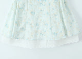 Bonnyshow  Sweet Girl Lace Spliced Embroidery Printed Dress Women Vintage Puff Sleeve V Neck A-line Mini Summer Dresses Holiday Robe