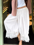 Bonnyshow  Elegant Lace Patchwork Sleeveless Pants Set 2025 New Lady Stylish Holiday Sleeveless Vest Suit Trendy Wide Leg Lounge Outfits