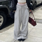 Bonnyshow Baggy Women Grey Sweatpants Oversized Korean Fashion Jogger Basic Pants Men Hip Hop Streetwear Casual Harajuku Trousers