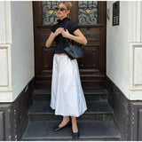 Bonnyshow  Pleated Women's T-shirt Chic Lace Up Round-neck Short Sleeve Female Crop Tops Summer Lady Streetwear Outerwear Street Tops