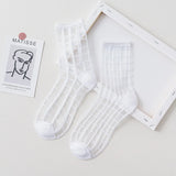 Bonnyshow 5 pairsFashion Kawaii Women Socks Sexy Lace Mesh Fishnet Socks Mixed Transparent Stretch Elasticity Ankle Net Yarn Thin Sox