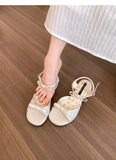 Bonnyshow  Summer Cover Toe Thick Heel Women Sandals Fashion Butterfly-knot Dress Shoes Women's Dancing Party Prom Sandalias