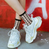 Bonnyshow 5 pairsFashion Kawaii Women Socks Sexy Lace Mesh Fishnet Socks Mixed Transparent Stretch Elasticity Ankle Net Yarn Thin Sox