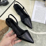 Bonnyshow  Summer 2025 Women's Versatile Fairy Tale Style Semi-Closed Flat Sandals with Skirt Buckle Thick Heel All-Match Flat Shoes