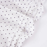 Bonnyshow  Shirred Slim Waist Top Summer Sexy Translucent Turtleneck Mesh T-shirt Polka Dot Printed Short Sleeve Tops Streetwear