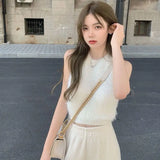 Bonnyshow  Sexy Plush Crop Tops Women Vintage Y2k Clothes Knitted Tank Top Sleeveless Club Party Outfits  Korean Fashion New